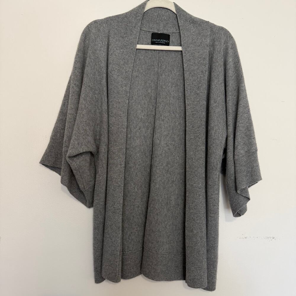 Cynthia Rowley 100% Cashmere Short Sleeve Kimono Style Open Front Cardigan